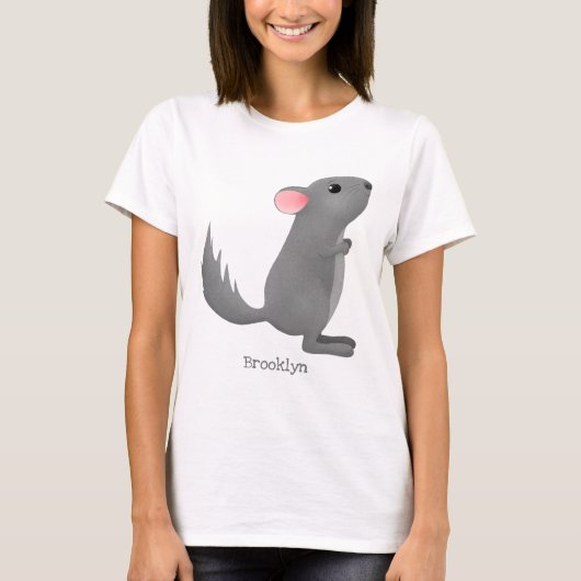 T-shirt Illustration de chinchilla gris mignon (Devant)