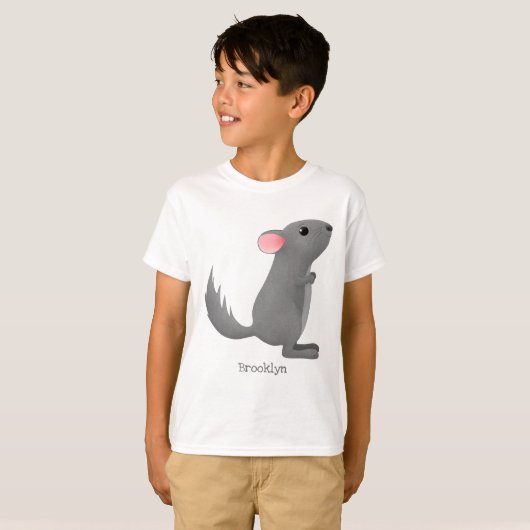 T-shirt Illustration de chinchilla gris mignon (Devant entier)