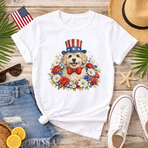 T-shirt Illustration de chiot à l'américaine