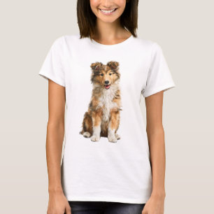 T-shirt Illustration de chiot Shetland Sheepdog pour femme