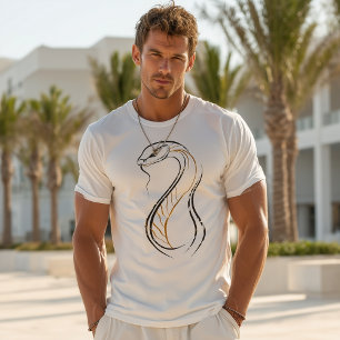 T-shirt Illustration de cobra en art linéaire minimal