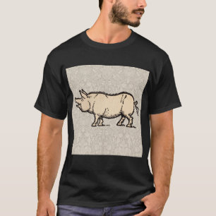T-shirt Illustration de cochon antique mignon vintage