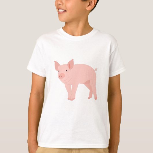 T-shirt Illustration de cochon rose mou (Devant)