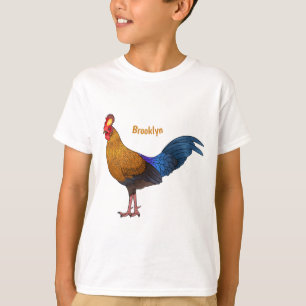 T-shirt illustration de coq de Lafayette de dessin animé