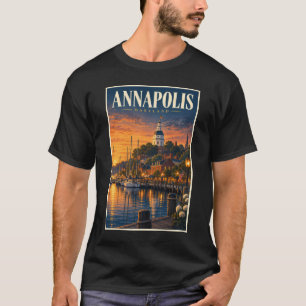 T-shirt Illustration de coucher de soleil à Annapolis Mary