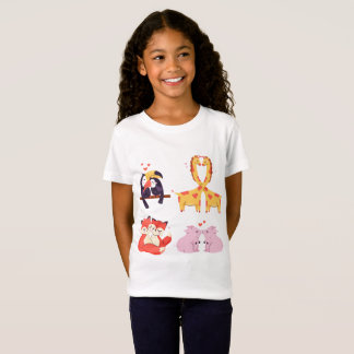 T-Shirt Illustration de couple d'animaux mignons pour la S