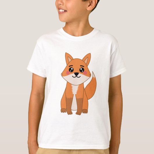 T-shirt Illustration de Cute Kawaii Orange Fox (Devant)