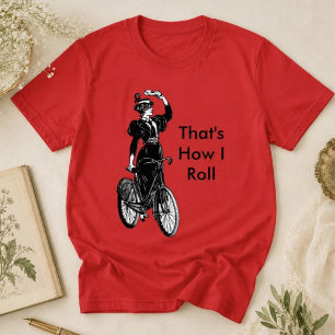 T-shirt Illustration de dame victorienne vintage sur bicyc