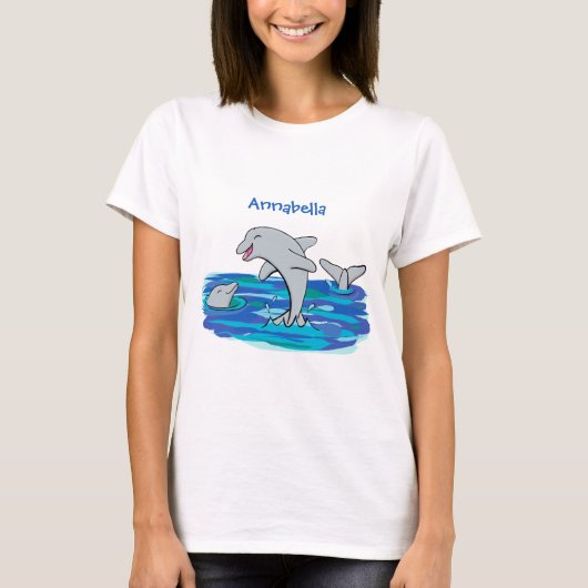 T-shirt Illustration de dauphins heureux adorables (Devant)