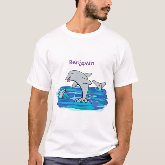 T-shirt Illustration de dauphins heureux adorables (Devant)