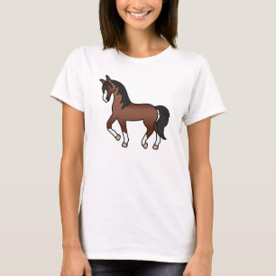 T-shirt Illustration de dessin animé de cheval brun trotta