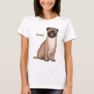 T-shirt Illustration de dessin animé de chien pug drôle et