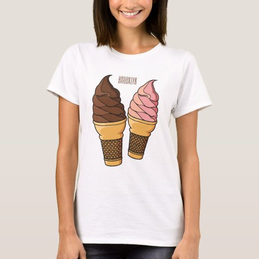 T-shirt Illustration de dessin animé de cône de glace (Devant)