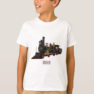 T-shirt Illustration de dessin animé de locomotive à vapeu