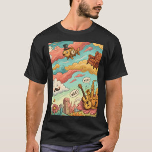 T-shirt Illustration de dessin animé de paysage d'art de n