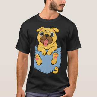 T-shirt Illustration de dessin animé de Pug mignon dans la