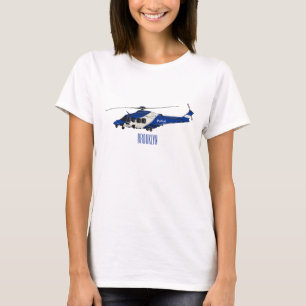 T-shirt Illustration de dessin animé d'hélicoptère de poli