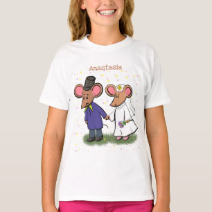 T-shirt Illustration de dessin animé d'un couple de souris
