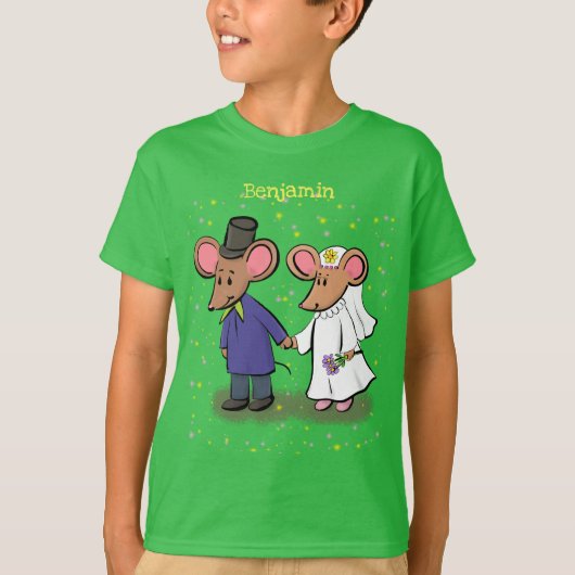 T-shirt Illustration de dessin animé d'un couple de souris (Devant)