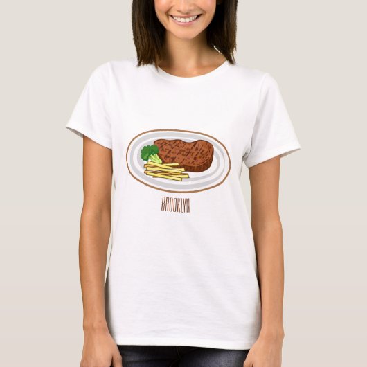 T-shirt Illustration de dessin de steak (Devant)