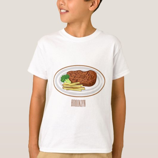 T-shirt Illustration de dessin de steak (Devant)