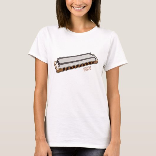 T-shirt Illustration de dessin d'Harmonica (Devant)