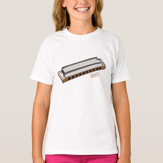 T-shirt Illustration de dessin d'Harmonica (Devant)