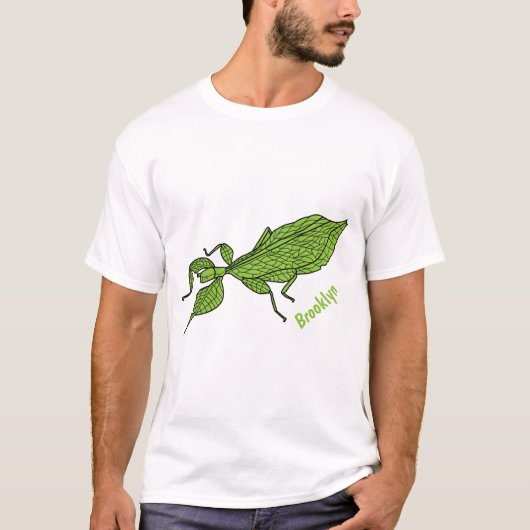 T-shirt Illustration de dessin d'insecte des feuilles vert (Devant)