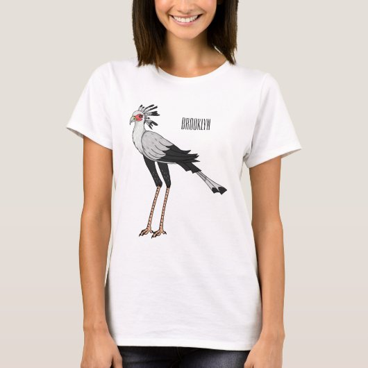 T-shirt Illustration de dessin du secrétaire pour oiseaux (Devant)