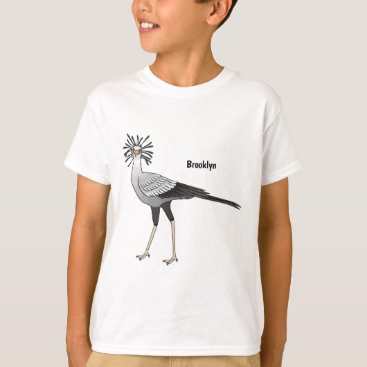 T-shirt Illustration de dessin du secrétaire pour oiseaux (Devant)