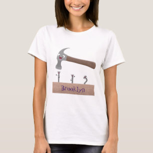 T-shirt Illustration de dessin mignon, marteau et ongles