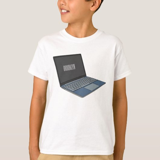 T-shirt Illustration de dessin sur ordinateur portable (Devant)