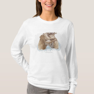 T-shirt Illustration de deux ours Brown combattant dans