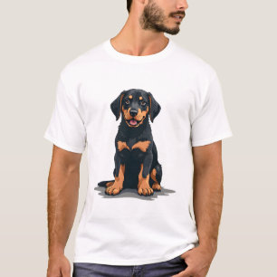T-shirt Illustration de dos de chien noir et bronzé vintag