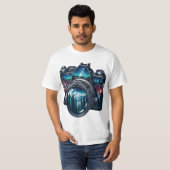 T-shirt Illustration de double exposition de caméra de nat (Devant entier)