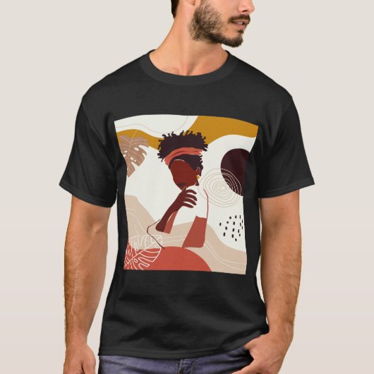 T-shirt Illustration de femme noire, Portrait (Devant)