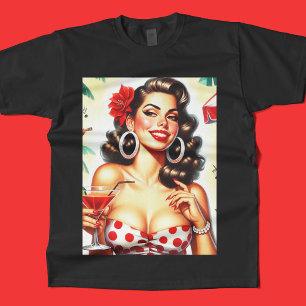 T-shirt Illustration de femme rétro magnifique