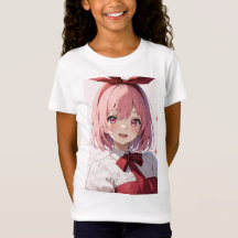 Illustration de fille anime aux cheveux roses mign