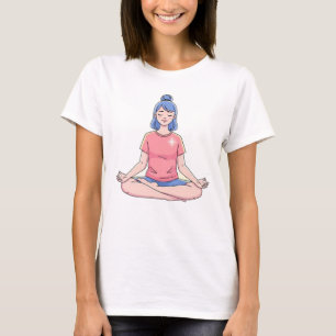 T-shirt Illustration de fille de méditation mignonne de yo