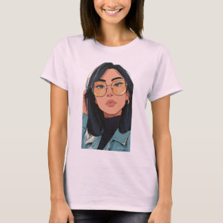 T-shirt Illustration de fille élégante | Mode tendance