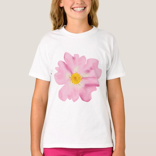 T-shirt Illustration de fleurs roses (Devant)