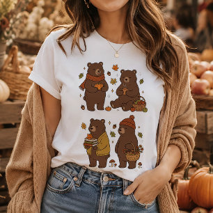 T-shirt Illustration de forêt Cottagecore avec ours d'auto