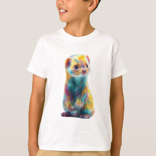 T-shirt Illustration de furet arc-en-ciel pour enfants