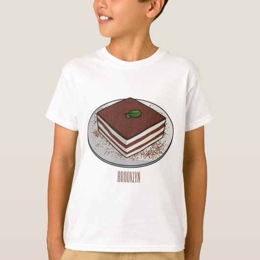 T-shirt Illustration de gâteau de Tiramisu (Devant)