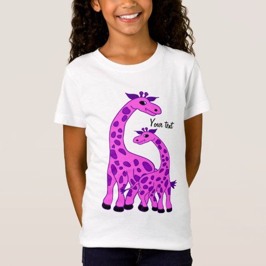 T-Shirt Illustration de girafe dans la couleur rose (Devant)