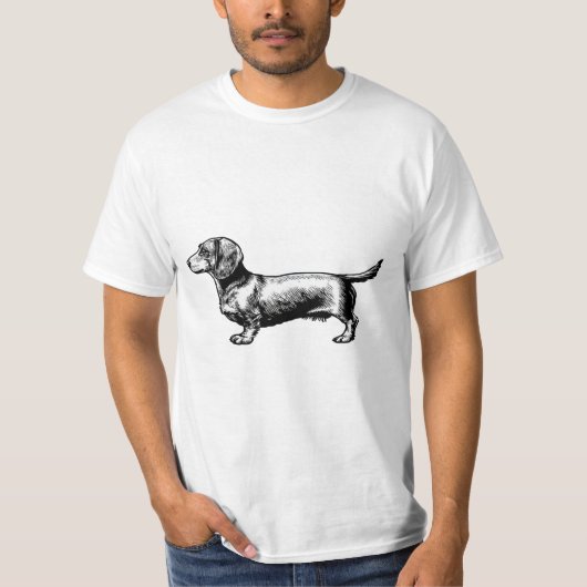 T-shirt Illustration de gravure vintage de teckel (Devant)