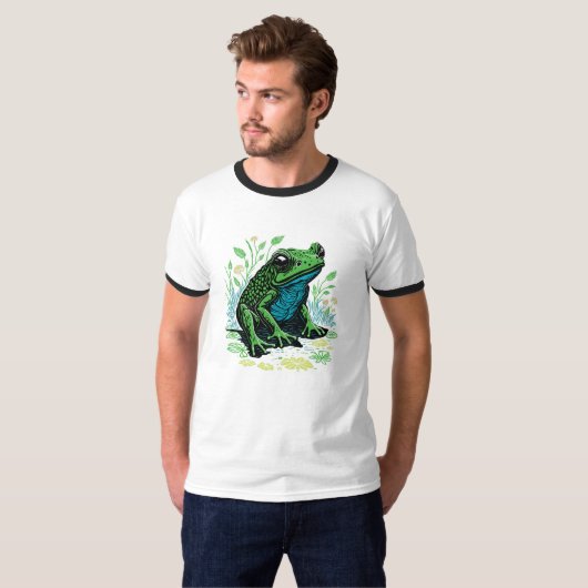 T-shirt Illustration de grenouille à étang (Devant entier)