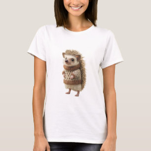 T-shirt Illustration de Hérisson Mignon en Pull Tricoté