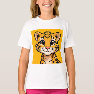 T-shirt Illustration de jeune guépard de dessin animé mign