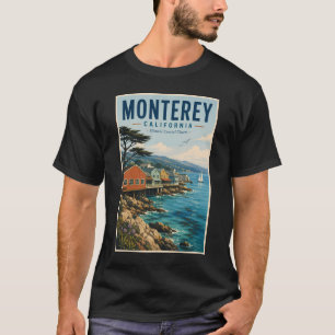 T-shirt Illustration de la baie de Monterey en Californie,